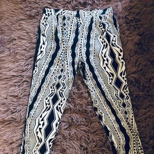 Abstract print silk pant